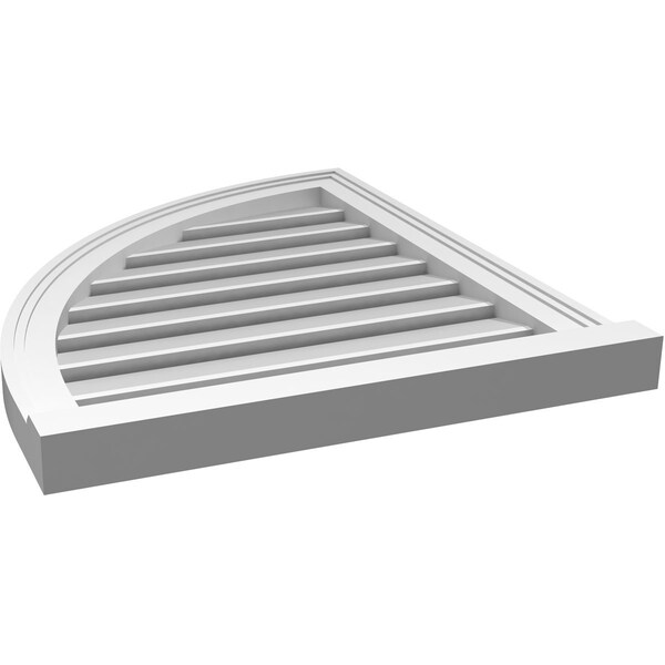 Ekena Millwork Quarter Round Top Left Surface Mount PVC Gable Vent w/ 2"W x 2"P Brickmould Sill Frame, 22"W x 26"H - GVPQL22X2603SF