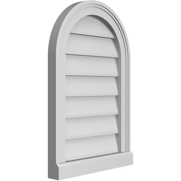 Ekena Millwork Round Top Surface Mount PVC Gable Vent w/ 2"W x 2"P Brickmould Sill Frame, 16"W x 24"H - GVPRT16X2403SN