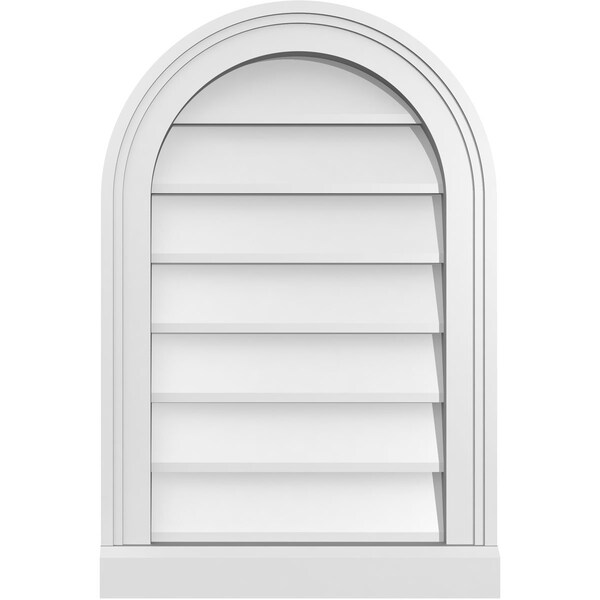 Ekena Millwork Round Top Surface Mount PVC Gable Vent w/ 2"W x 2"P Brickmould Sill Frame, 16"W x 24"H - GVPRT16X2403SN