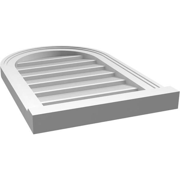 Ekena Millwork Round Top Surface Mount PVC Gable Vent w/ 2"W x 2"P Brickmould Sill Frame, 16"W x 24"H - GVPRT16X2403SN