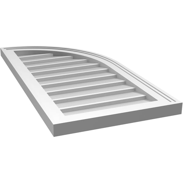 Ekena Millwork Quarter Round Top Right Surface Mount PVC Gable Vent w/ 2"W x 2"P Brickmould Sill Frame, 16"W x 32"H - GVPQR16X3203SN
