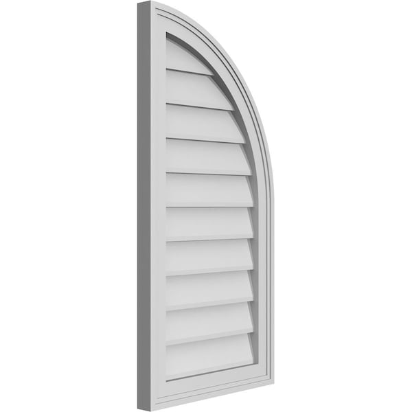 Ekena Millwork Quarter Round Top Right Surface Mount PVC Gable Vent w/ 2"W x 2"P Brickmould Sill Frame, 16"W x 32"H - GVPQR16X3203SN
