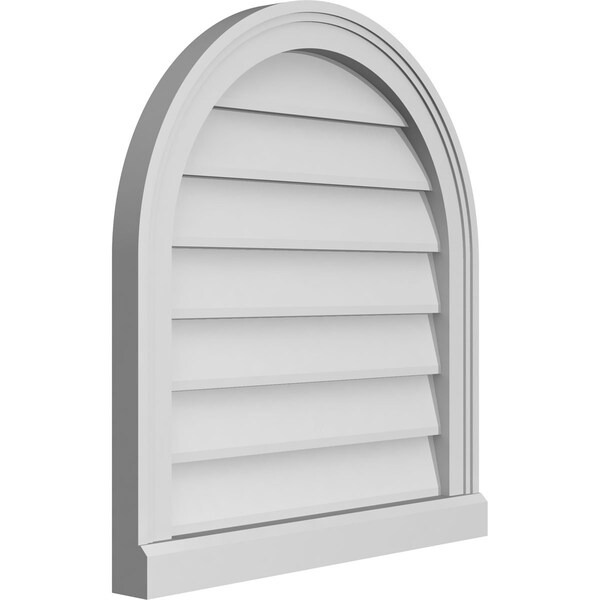 Ekena Millwork Round Top Surface Mount PVC Gable Vent w/ 2"W x 2"P Brickmould Sill Frame, 22"W x 24"H - GVPRT22X2403SN