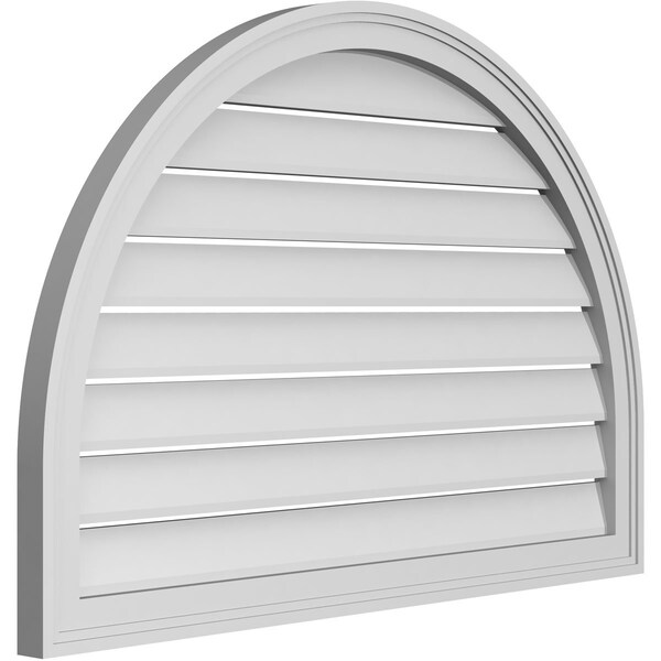 Ekena Millwork Round Top Surface Mount PVC Gable Vent: Functional, w/ 2"W x 1-1/2"P Brickmould Frame, 38"W x 26"H - GVPRT38X2602SF