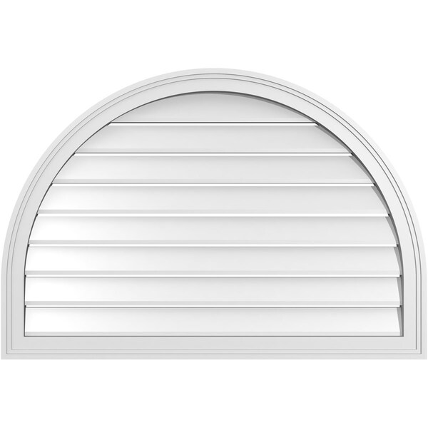Ekena Millwork Round Top Surface Mount PVC Gable Vent: Functional, w/ 2"W x 1-1/2"P Brickmould Frame, 38"W x 26"H - GVPRT38X2602SF