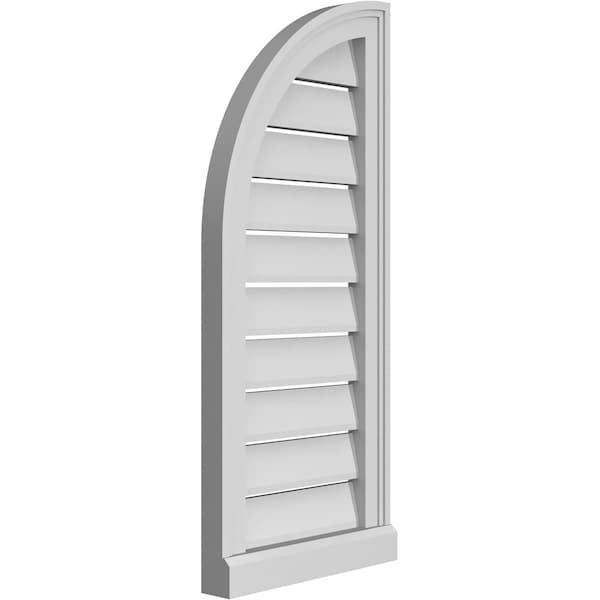 Ekena Millwork Quarter Round Top Left Surface Mount PVC Gable Vent w/ 2"W x 2"P Brickmould Sill Frame, 14"W x 32"H - GVPQL14X3203SF