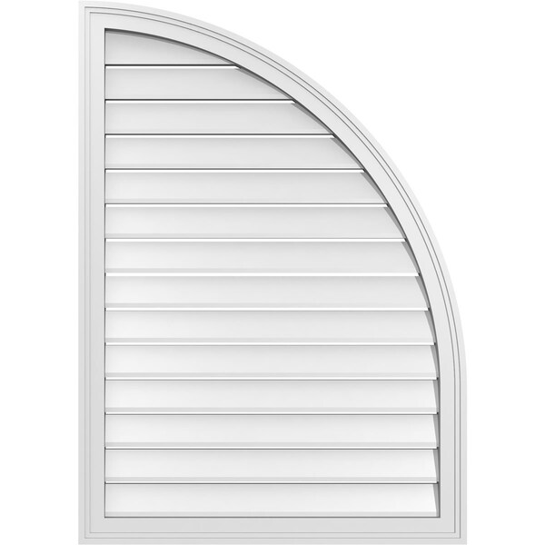 Ekena Millwork Quarter Round Top Right Surface Mount PVC Gable Vent w/ 2"W x 2"P Brickmould Sill Frame, 30"W x 42"H - GVPQR30X4203SF