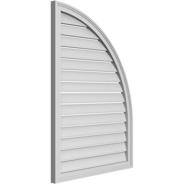 Ekena Millwork Quarter Round Top Right Surface Mount PVC Gable Vent w/ 2"W x 2"P Brickmould Sill Frame, 30"W x 42"H - GVPQR30X4203SF