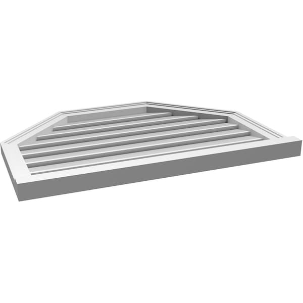 Ekena Millwork Octagonal Top Surface Mount PVC Gable Vent w/ 2"W x 2"P Brickmould Sill Frame, 34"W x 24"H - GVPOT34X2403SF
