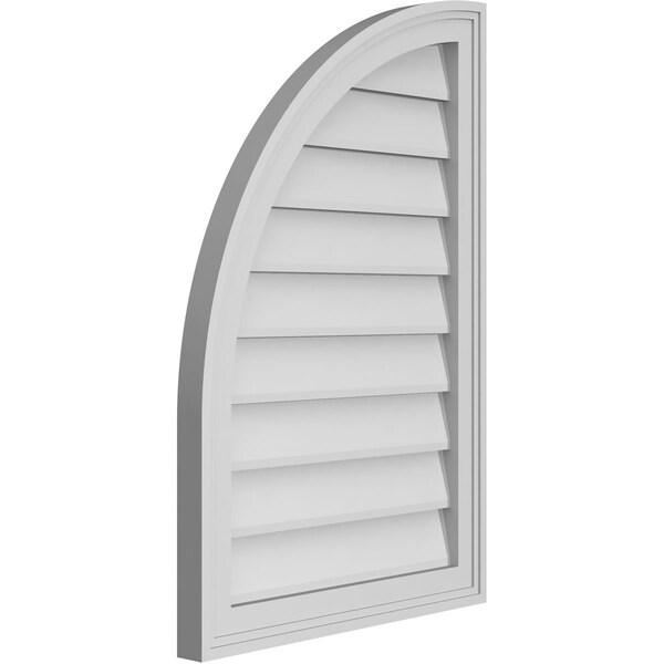 Ekena Millwork Quarter Round Top Left Surface Mount PVC Gable Vent w/ 2"W x 1-1/2"P Brickmould Frame, 20"W x 30"H - GVPQL20X3002SN
