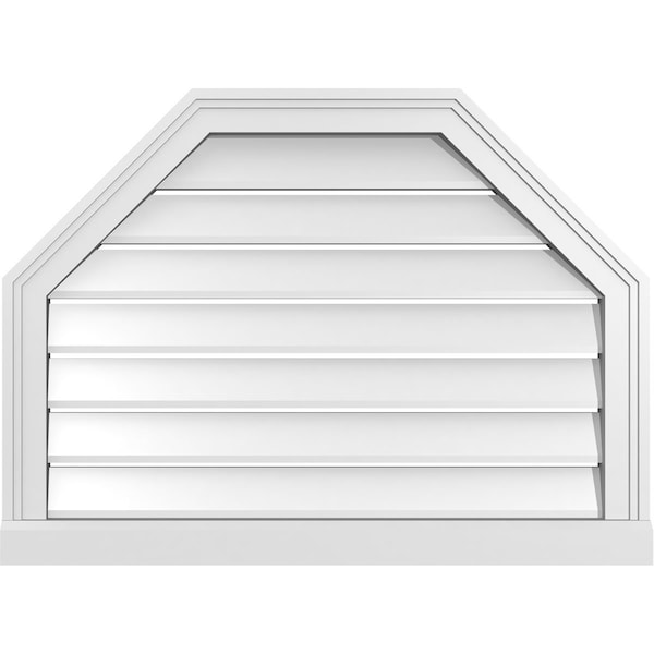 Ekena Millwork Octagonal Top Surface Mount PVC Gable Vent w/ 2"W x 2"P Brickmould Sill Frame, 30"W x 22"H - GVPOT30X2203SF