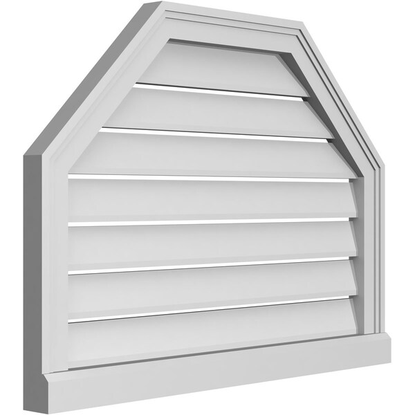 Ekena Millwork Octagonal Top Surface Mount PVC Gable Vent w/ 2"W x 2"P Brickmould Sill Frame, 30"W x 22"H - GVPOT30X2203SF