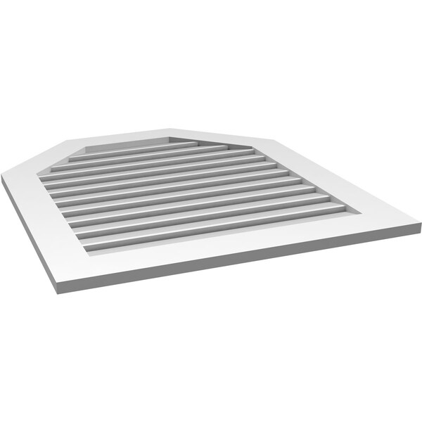Ekena Millwork Octagonal Top Surface Mount PVC Gable Vent: Functional, w/ 3-1/2"W x 1"P Standard Frame, 32"W x 36"H - GVPOT32X3601SF