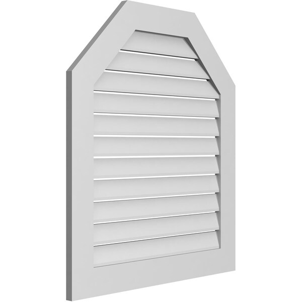 Ekena Millwork Octagonal Top Surface Mount PVC Gable Vent: Functional, w/ 3-1/2"W x 1"P Standard Frame, 32"W x 36"H - GVPOT32X3601SF