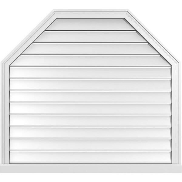 Ekena Millwork Octagonal Top Surface Mount PVC Gable Vent w/ 2"W x 2"P Brickmould Sill Frame, 42"W x 38"H - GVPOT42X3803SF