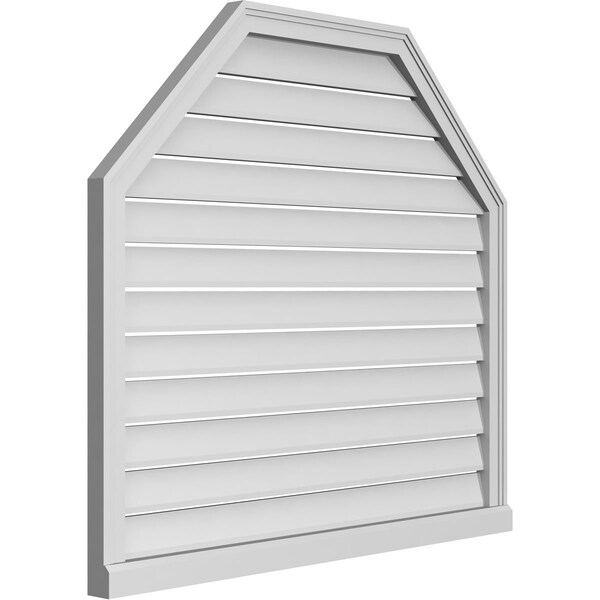 Ekena Millwork Octagonal Top Surface Mount PVC Gable Vent w/ 2"W x 2"P Brickmould Sill Frame, 42"W x 38"H - GVPOT42X3803SF