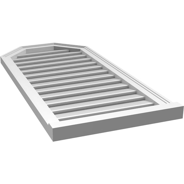 Ekena Millwork Octagonal Top Surface Mount PVC Gable Vent w/ 2"W x 2"P Brickmould Sill Frame, 20"W x 42"H - GVPOT20X4203SF