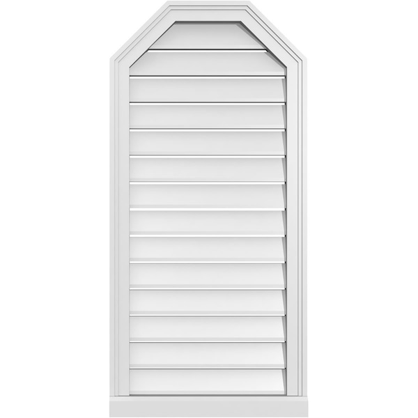 Ekena Millwork Octagonal Top Surface Mount PVC Gable Vent w/ 2"W x 2"P Brickmould Sill Frame, 20"W x 42"H - GVPOT20X4203SF