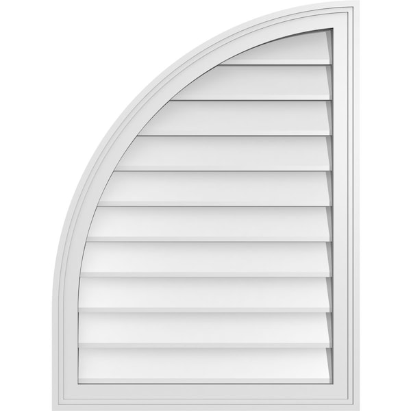 Ekena Millwork Quarter Round Top Left Surface Mount PVC Gable Vent w/ 2"W x 1-1/2"P Brickmould Frame, 24"W x 32"H - GVPQL24X3202SN