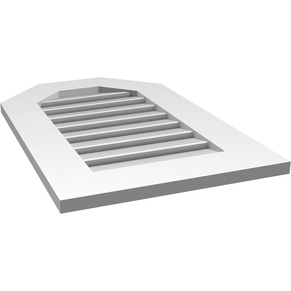 Ekena Millwork Octagonal Top Surface Mount PVC Gable Vent: Functional, w/ 3-1/2"W x 1"P Standard Frame, 18"W x 28"H - GVPOT18X2801SF