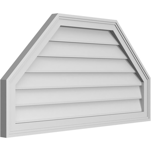 Ekena Millwork Octagonal Top Surface Mount PVC Gable Vent w/ 2"W x 1-1/2"P Brickmould Frame, 38"W x 20"H - GVPOT38X2002SN