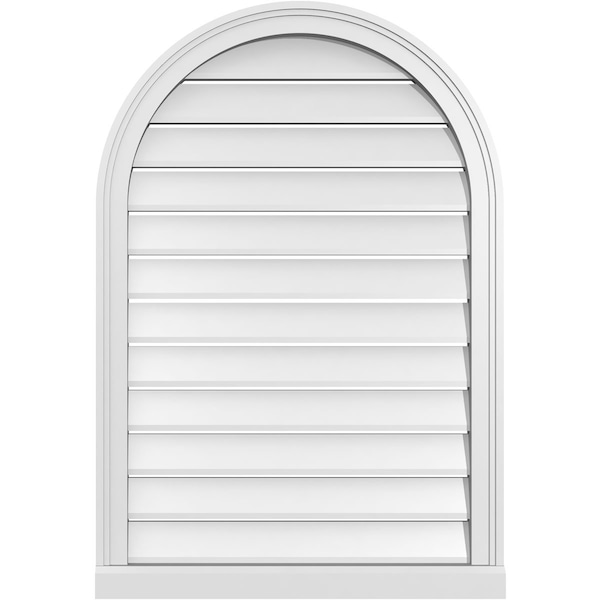 Ekena Millwork Round Top Surface Mount PVC Gable Vent: Functional, w/ 2"W x 2"P Brickmould Sill Frame, 26"W x 38"H - GVPRT26X3803SF