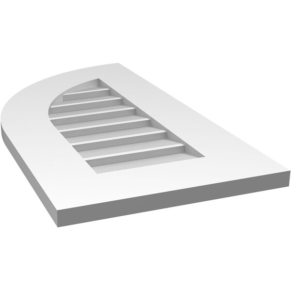 Ekena Millwork Quarter Round Top Left Surface Mount PVC Gable Vent w/ 3-1/2"W x 1"P Standard Frame, 14"W x 26"H - GVPQL14X2601SN