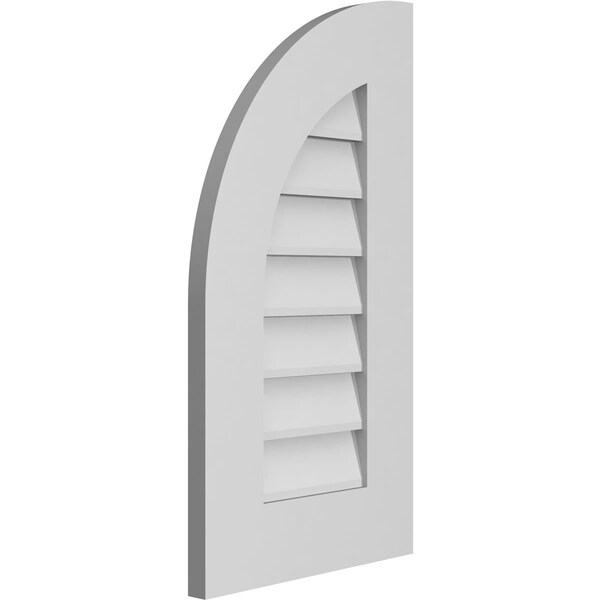Ekena Millwork Quarter Round Top Left Surface Mount PVC Gable Vent w/ 3-1/2"W x 1"P Standard Frame, 14"W x 26"H - GVPQL14X2601SN