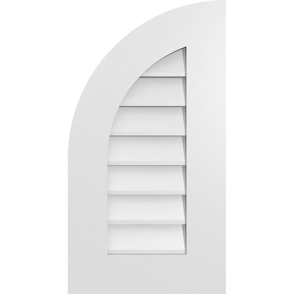 Ekena Millwork Quarter Round Top Left Surface Mount PVC Gable Vent w/ 3-1/2"W x 1"P Standard Frame, 14"W x 26"H - GVPQL14X2601SN