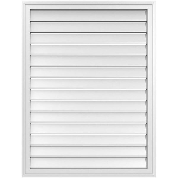 Ekena Millwork Vertical Surface Mount PVC Gable Vent: Functional, w/ 2"W x 1-1/2"P Brickmould Frame, 32"W x 42"H - GVPVE32X4202SF