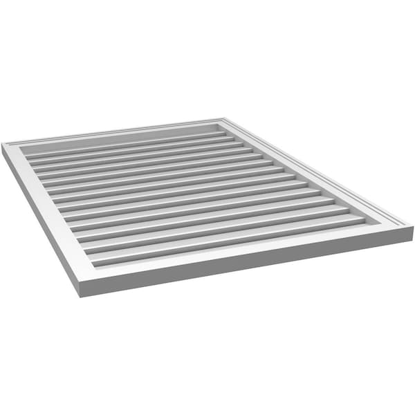 Ekena Millwork Vertical Surface Mount PVC Gable Vent: Functional, w/ 2"W x 1-1/2"P Brickmould Frame, 32"W x 42"H - GVPVE32X4202SF