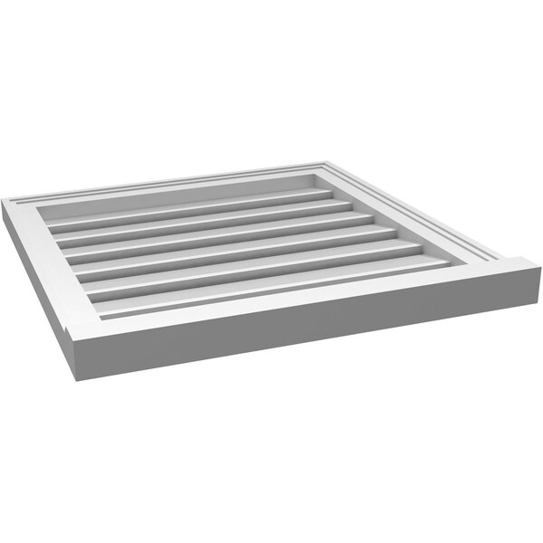 Ekena Millwork Vertical Surface Mount PVC Gable Vent: Functional, w/ 2"W x 2"P Brickmould Sill Frame, 24"W x 24"H - GVPVE24X2403SF