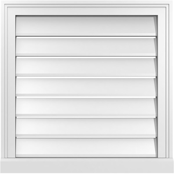 Ekena Millwork Vertical Surface Mount PVC Gable Vent: Functional, w/ 2"W x 2"P Brickmould Sill Frame, 24"W x 24"H - GVPVE24X2403SF