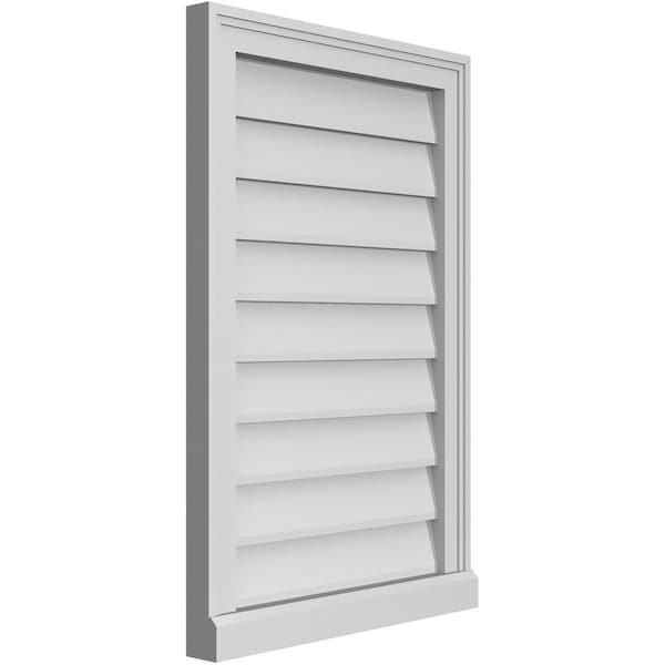 Ekena Millwork Vertical Surface Mount PVC Gable Vent w/ 2"W x 2"H , Brickmould Sill Frame, 20"W x 30"H - GVPVE20X3003SN