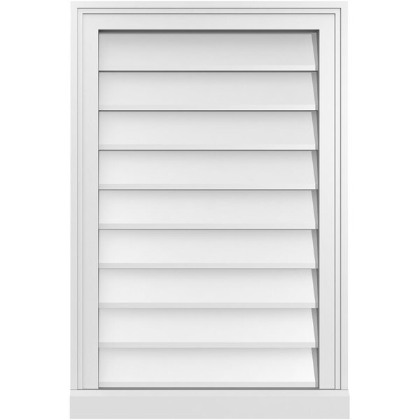 Ekena Millwork Vertical Surface Mount PVC Gable Vent w/ 2"W x 2"H , Brickmould Sill Frame, 20"W x 30"H - GVPVE20X3003SN