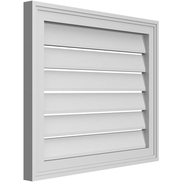 Ekena Millwork Vertical Surface Mount PVC Gable Vent: Functional, w/ 2"W x 1-1/2"P Brickmould Frame, 24"W x 20"H - GVPVE24X2002SF