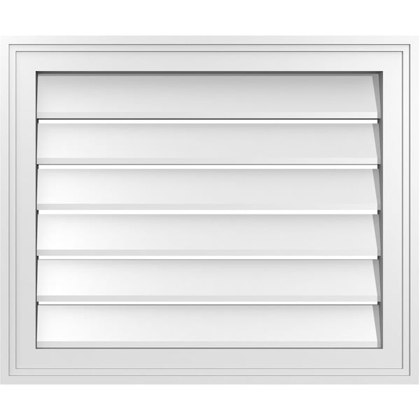 Ekena Millwork Vertical Surface Mount PVC Gable Vent: Functional, w/ 2"W x 1-1/2"P Brickmould Frame, 24"W x 20"H - GVPVE24X2002SF