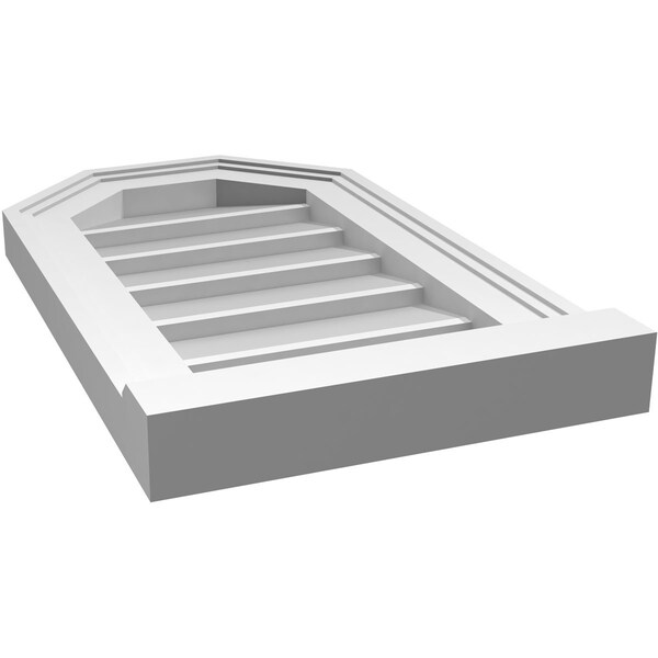 Ekena Millwork Octagonal Top Surface Mount PVC Gable Vent w/ 2"W x 2"P Brickmould Sill Frame, 12"W x 20"H - GVPOT12X2003SN
