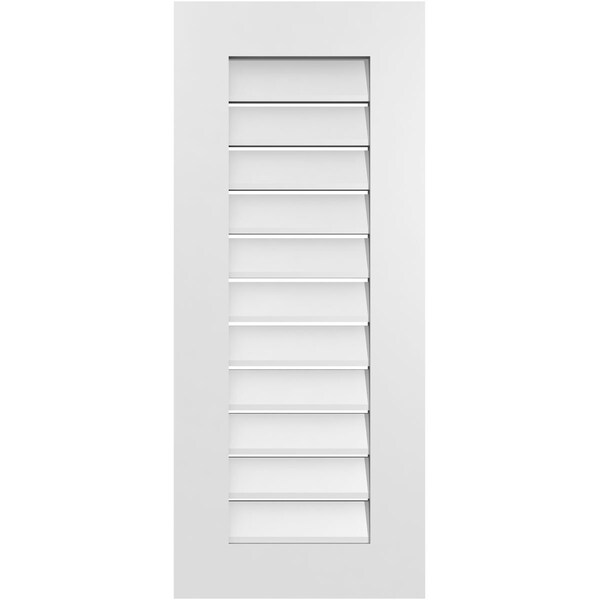 Ekena Millwork Vertical Surface Mount PVC Gable Vent: Functional, w/ 3-1/2"W x 1"P Standard Frame, 16"W x 38"H - GVPVE16X3801SF
