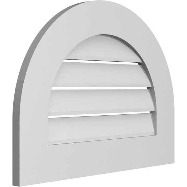 Ekena Millwork Round Top Surface Mount PVC Gable Vent: Functional, w/ 3-1/2"W x 1"P Standard Frame, 24"W x 18"H - GVPRT24X1801SF