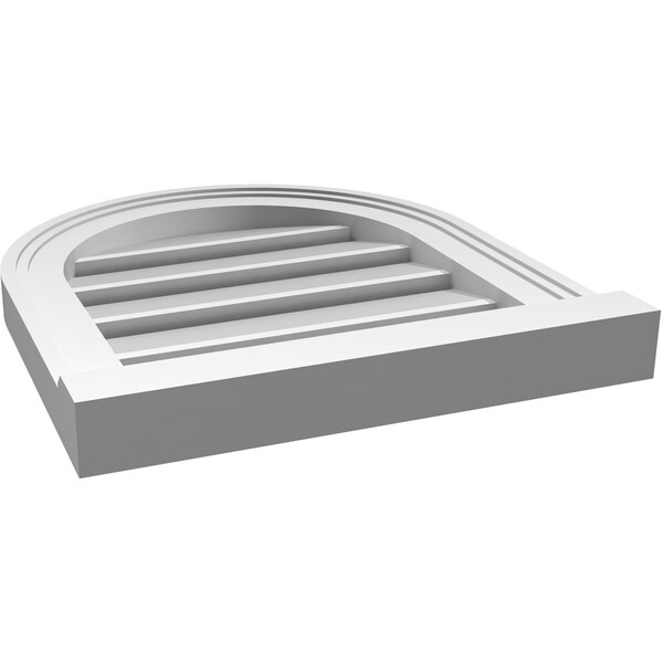 Ekena Millwork Round Top Surface Mount PVC Gable Vent: Functional, w/ 2"W x 2"P Brickmould Sill Frame, 16"W x 18"H - GVPRT16X1803SF