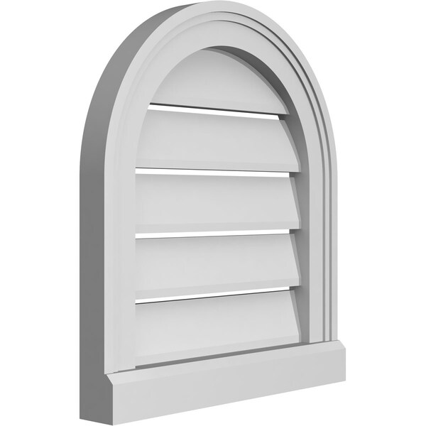 Ekena Millwork Round Top Surface Mount PVC Gable Vent: Functional, w/ 2"W x 2"P Brickmould Sill Frame, 16"W x 18"H - GVPRT16X1803SF