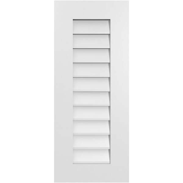 Ekena Millwork Vertical Surface Mount PVC Gable Vent: Non-Functional, w/ 3-1/2"W x 1"P Standard Frame, 14"W x 34"H - GVPVE14X3401SN