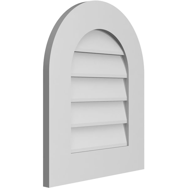 Ekena Millwork Round Top Surface Mount PVC Gable Vent: Non-Functional, w/ 3-1/2"W x 1"P Standard Frame, 18"W x 22"H - GVPRT18X2201SN