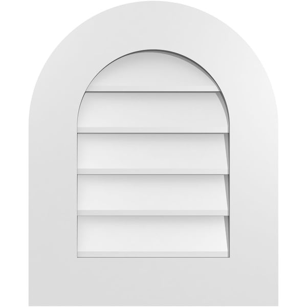 Ekena Millwork Round Top Surface Mount PVC Gable Vent: Non-Functional, w/ 3-1/2"W x 1"P Standard Frame, 18"W x 22"H - GVPRT18X2201SN