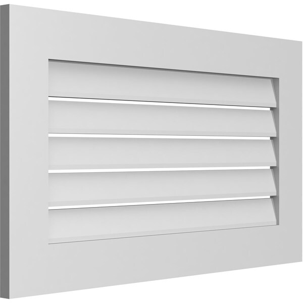 Ekena Millwork Vertical Surface Mount PVC Gable Vent: Functional, w/ 3-1/2"W x 1"P Standard Frame, 34"W x 20"H - GVPVE34X2001SF