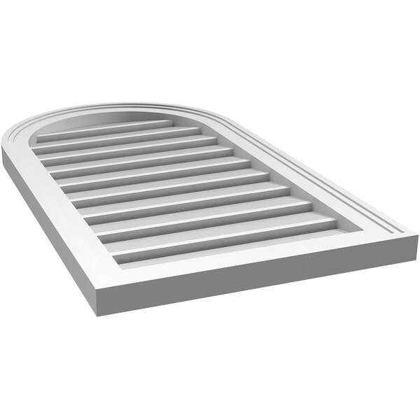 Ekena Millwork Round Top Surface Mount PVC Gable Vent: Functional, w/ 2"W x 1-1/2"P Brickmould Frame, 18"W x 32"H - GVPRT18X3202SF