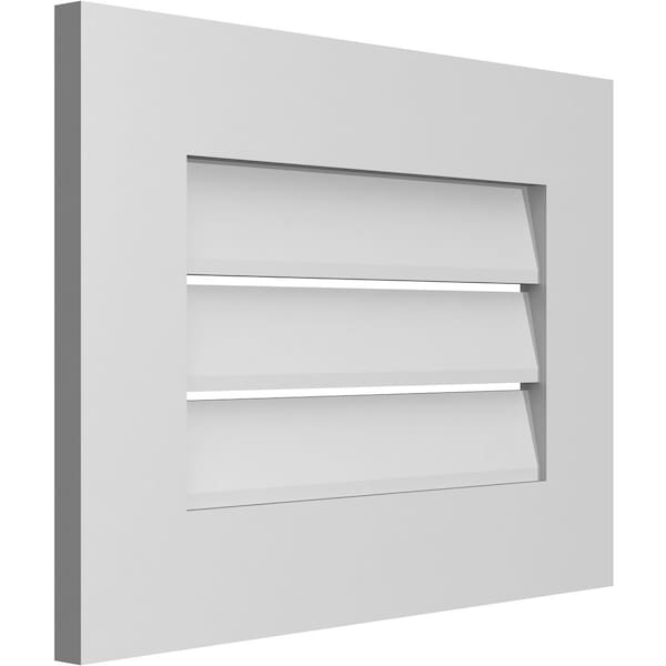 Ekena Millwork Vertical Surface Mount PVC Gable Vent: Functional, w/ 3-1/2"W x 1"P Standard Frame, 22"W x 16"H - GVPVE22X1601SF