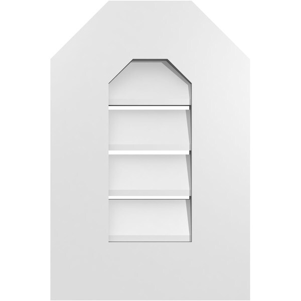 Ekena Millwork Octagonal Top Surface Mount PVC Gable Vent: Functional, w/ 3-1/2"W x 1"P Standard Frame, 12"W x 18"H - GVPOT12X1801SF