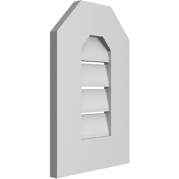 Ekena Millwork Octagonal Top Surface Mount PVC Gable Vent: Functional, w/ 3-1/2"W x 1"P Standard Frame, 12"W x 18"H - GVPOT12X1801SF